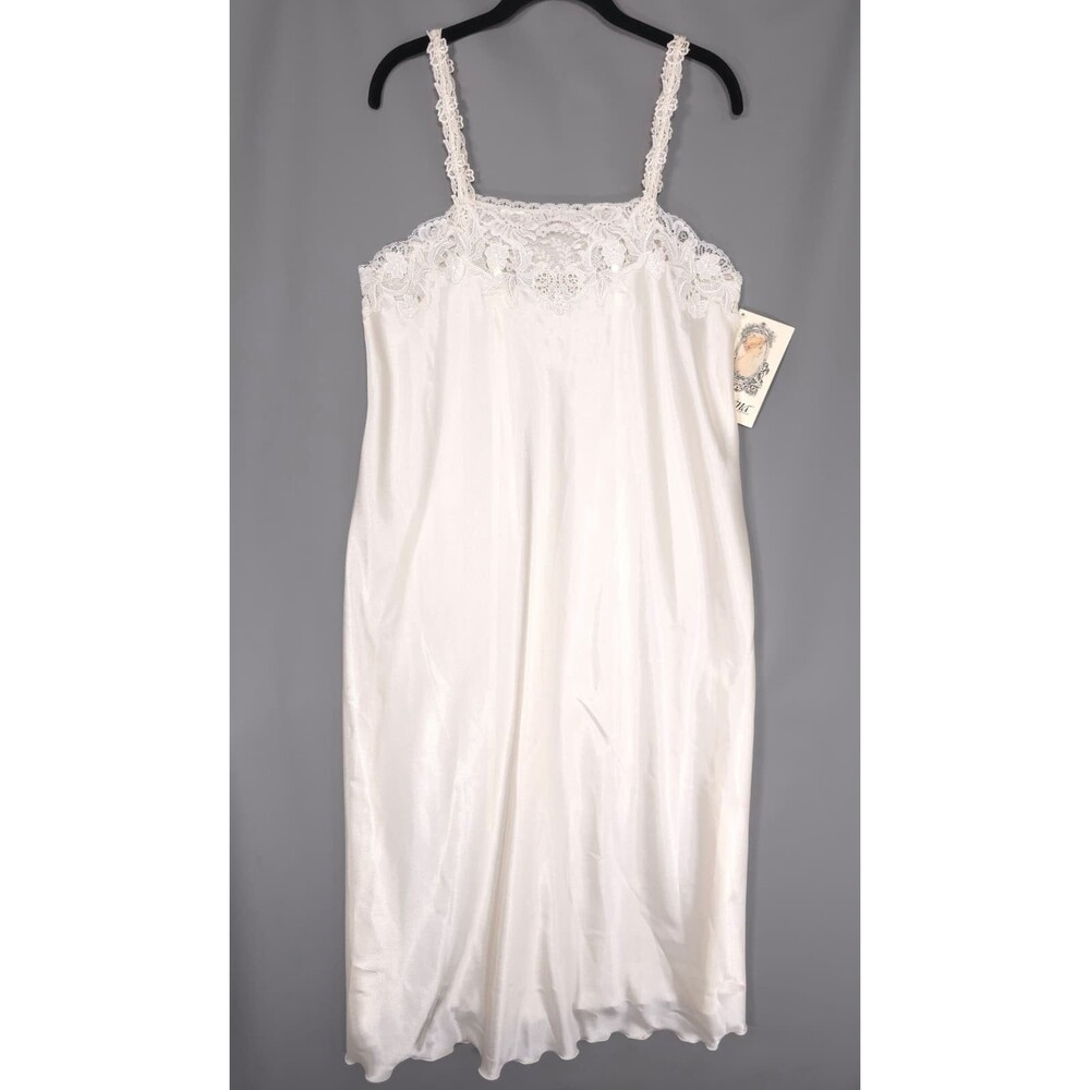 VERENA‎ Womens New Sleep Dress MEDIUM Bridal Lace Satin Nightgown White VINTAGE